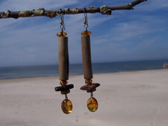 Baltic Honey Amber Driftwood Earrings