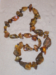Generous Honey and Moss Amber Nugget Necklace
