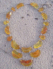 Honey Amber Moon Necklace with Inclusions